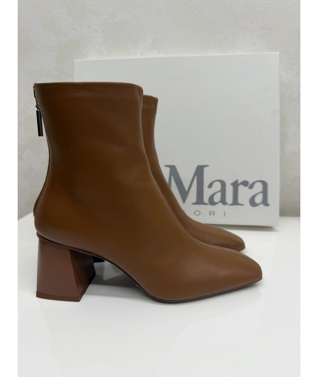 MAX MARA Коричневые кожаные ботильоны, фото 6