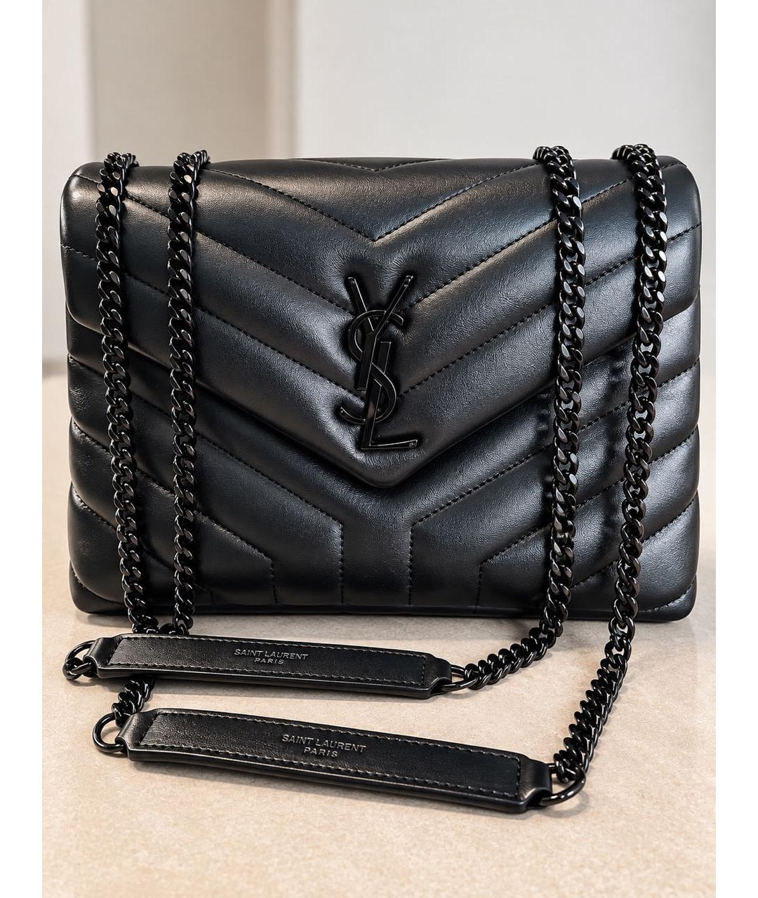 SAINT LAURENT Черная кожаная сумка через плечо, фото 9