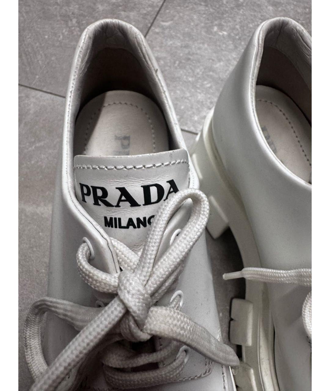 PRADA Белые кожаные лоферы, фото 6