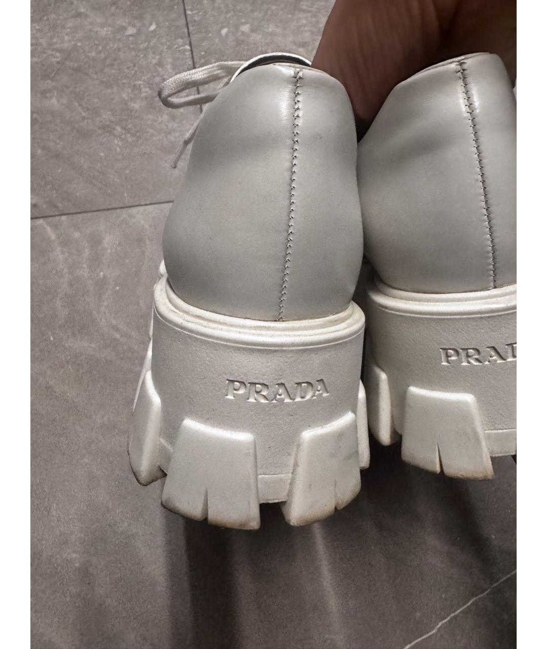 PRADA Белые кожаные лоферы, фото 5