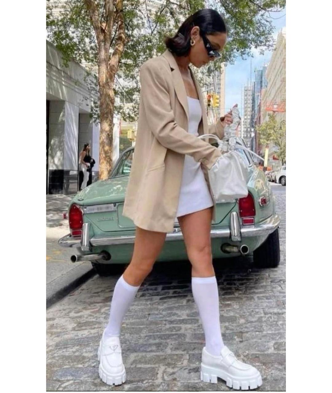 PRADA Белые кожаные лоферы, фото 7