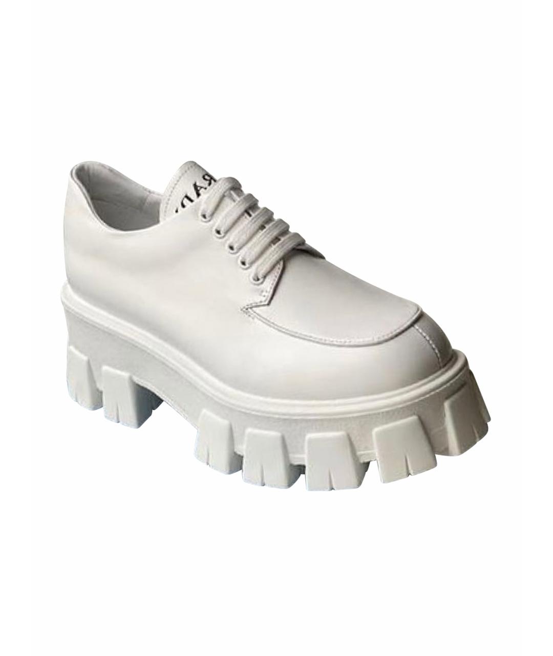 PRADA Белые кожаные лоферы, фото 1