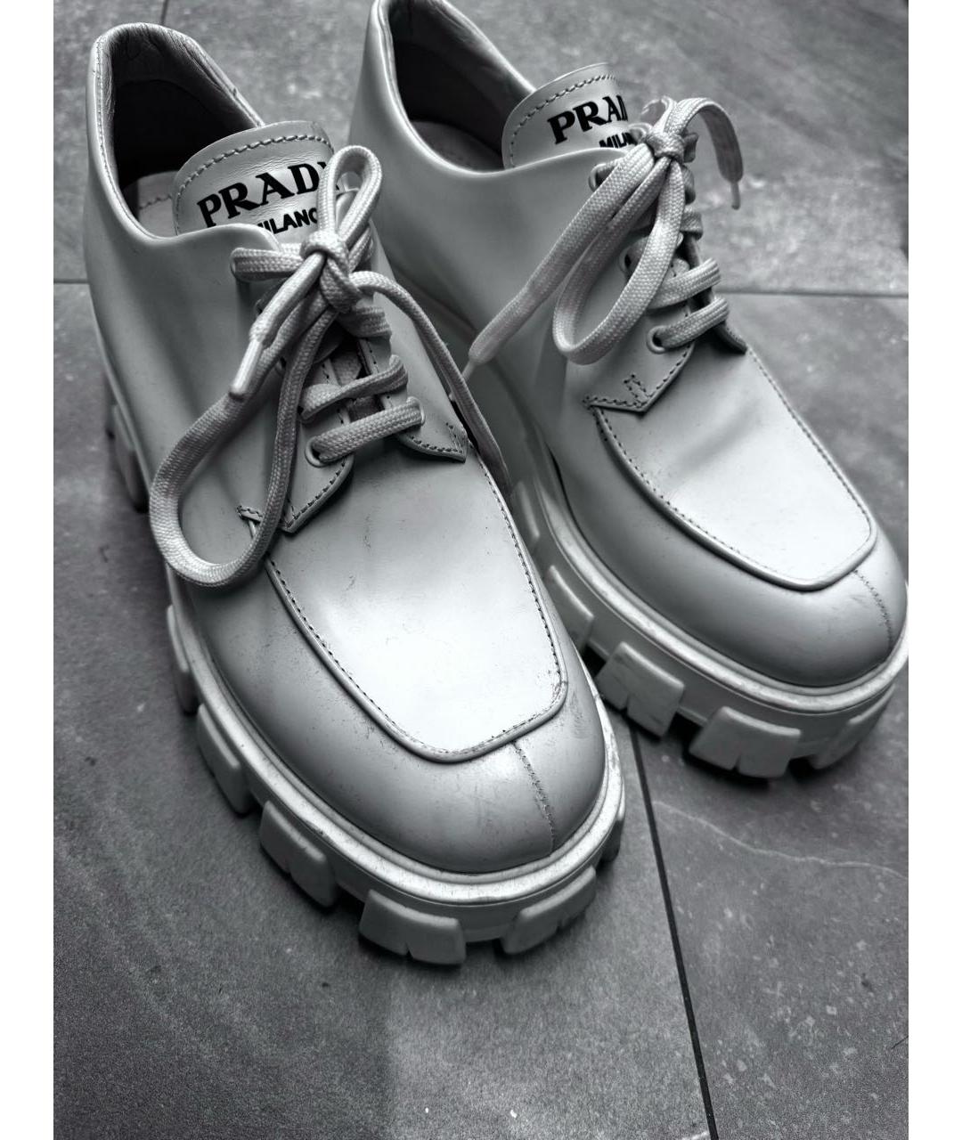 PRADA Белые кожаные лоферы, фото 4
