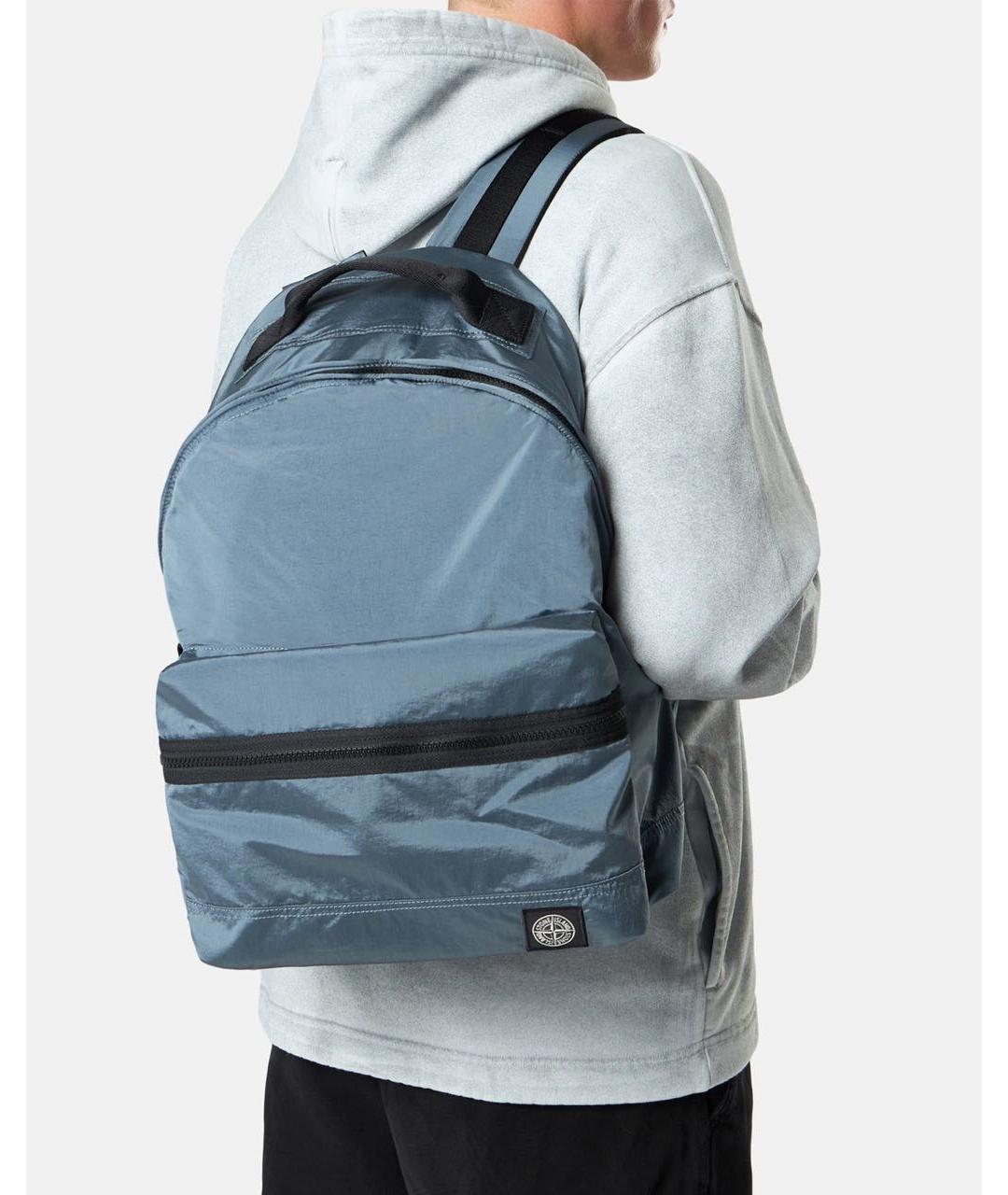 STONE ISLAND Голубой нейлоновый рюкзак, фото 3