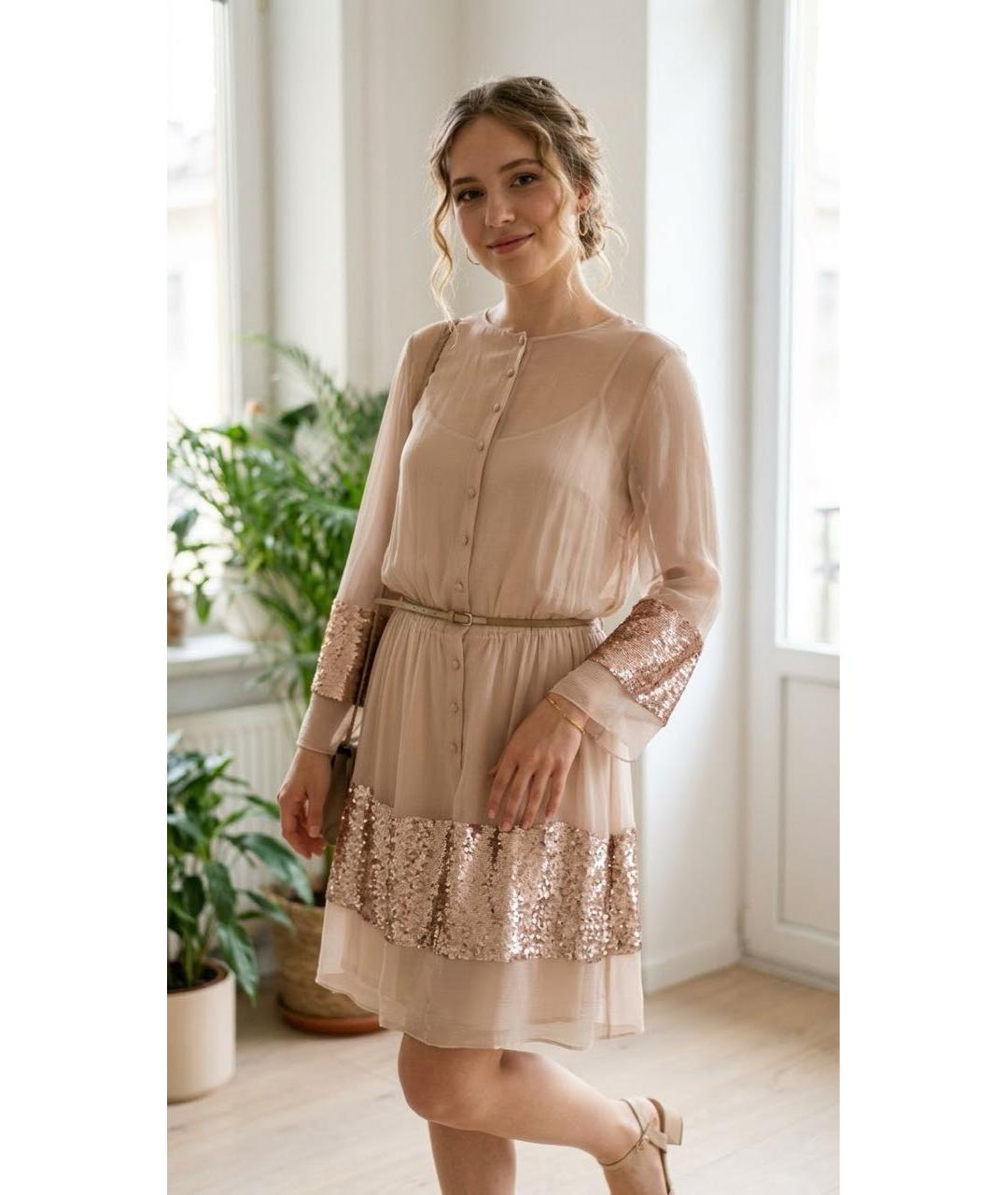 CHRISTIAN DIOR Розовое шелковое коктейльное платье, фото 3