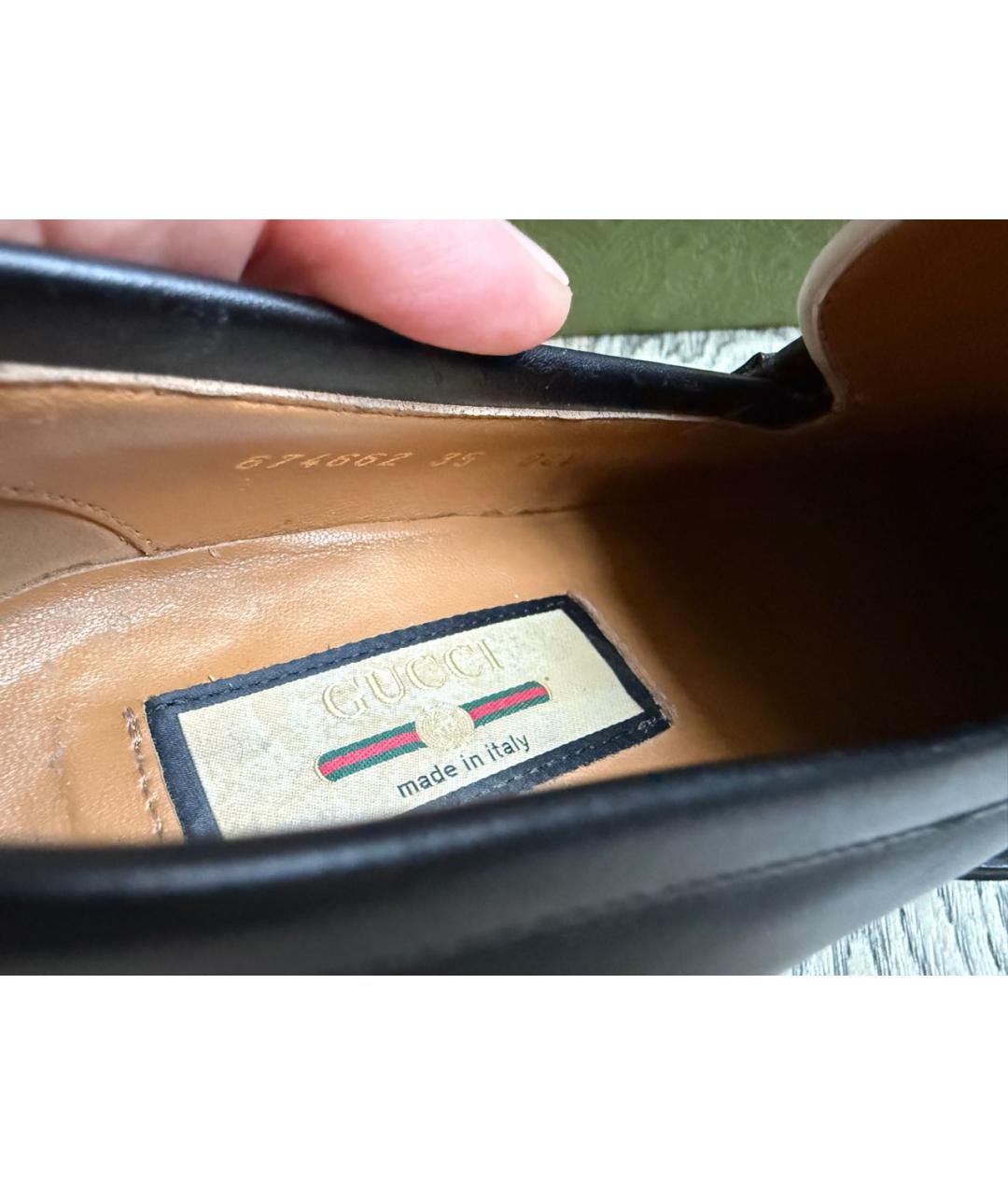 GUCCI Черные кожаные лоферы, фото 6