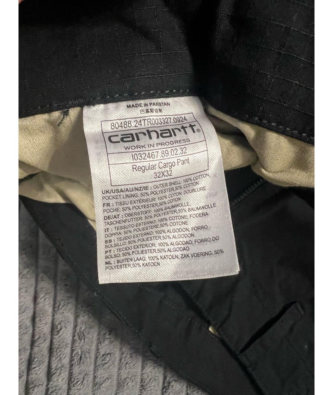 CARHARTT Черные хлопковые повседневные брюки, фото 5