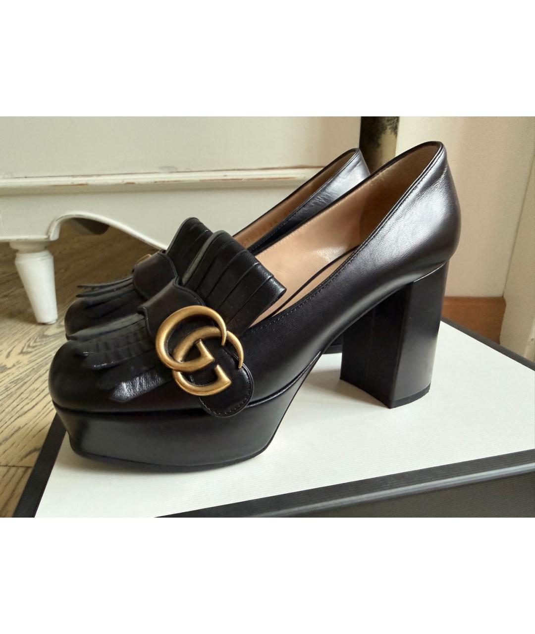 GUCCI Черные кожаные туфли, фото 3