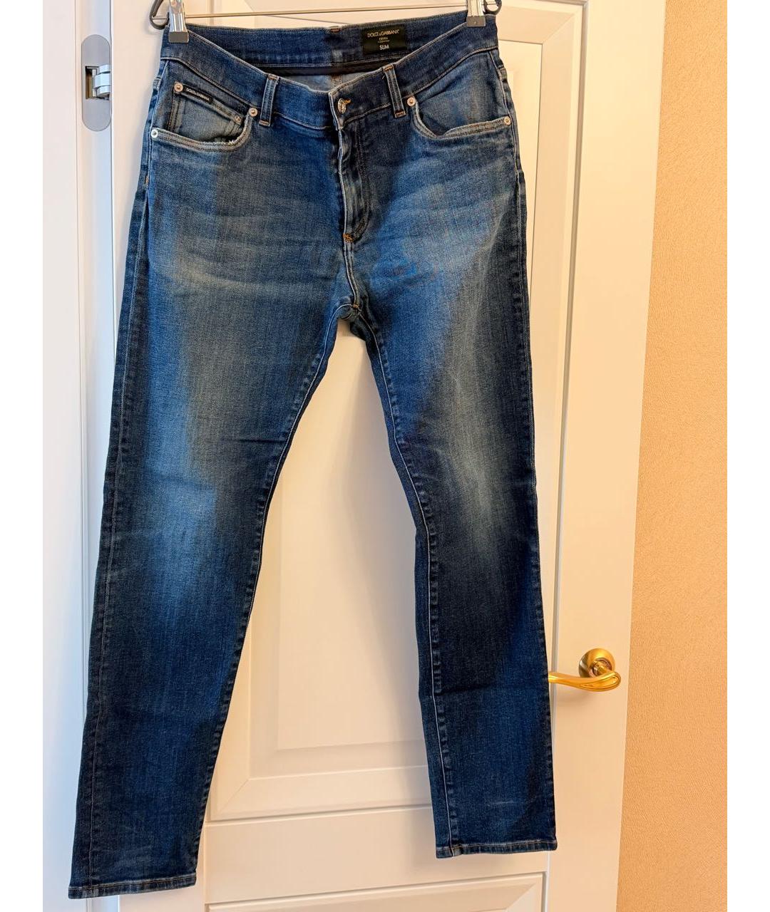 DOLCE&GABBANA Темно-синие хлопко-эластановые прямые джинсы, фото 9