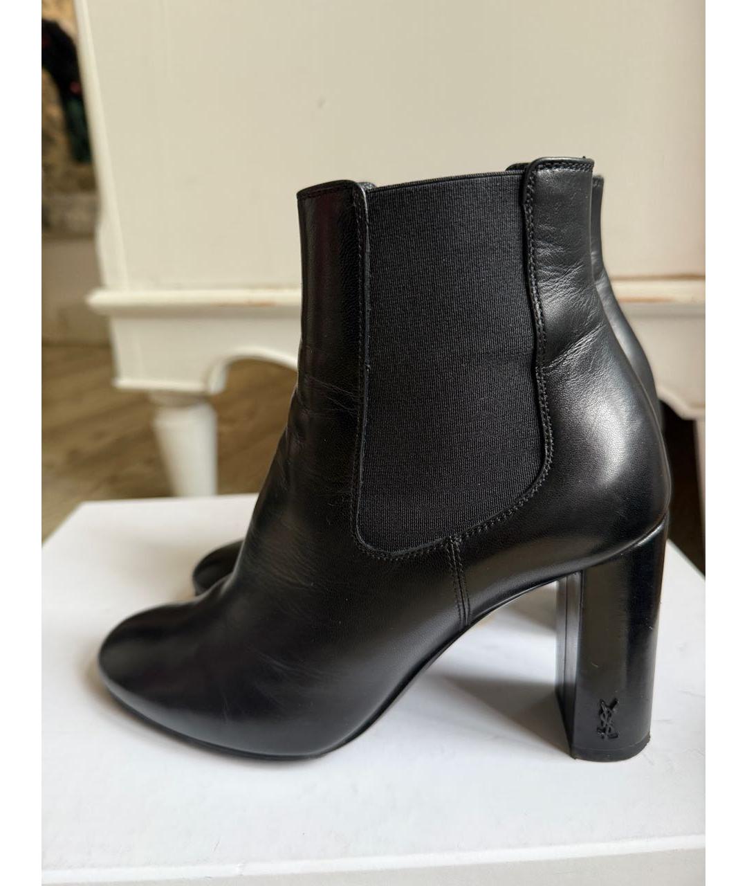 SAINT LAURENT Черные кожаные ботильоны, фото 2