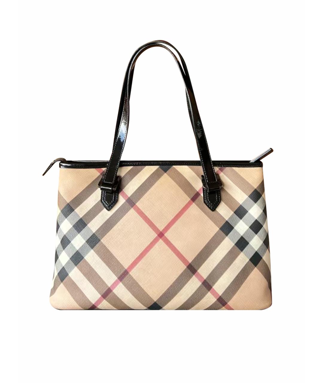 BURBERRY Бежевая сумка тоут из канвы, фото 1