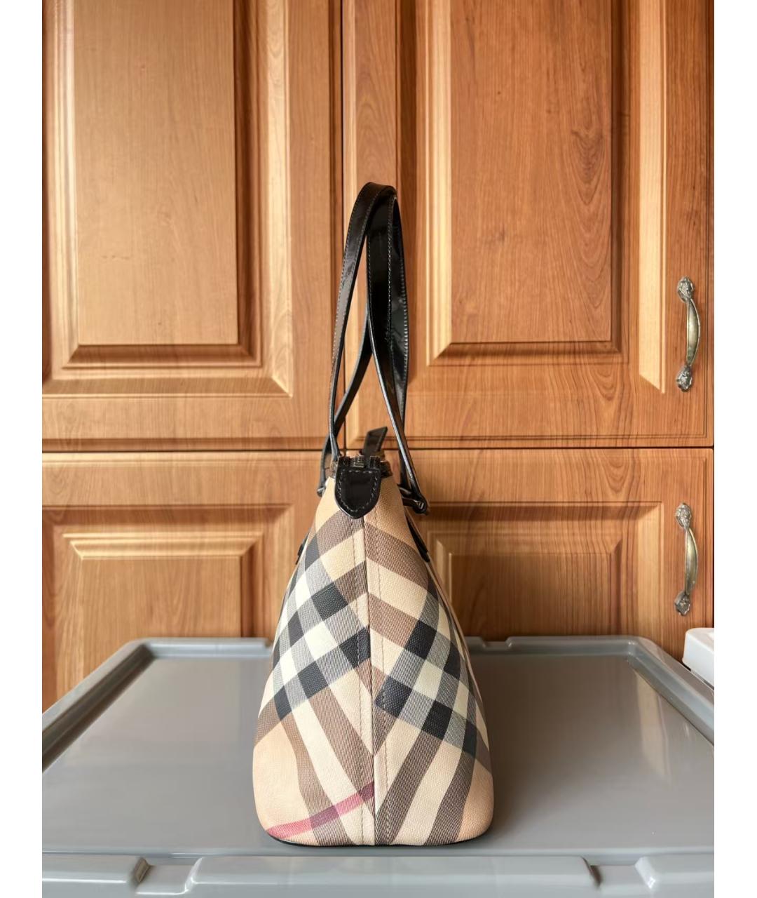 BURBERRY Бежевая сумка тоут из канвы, фото 3