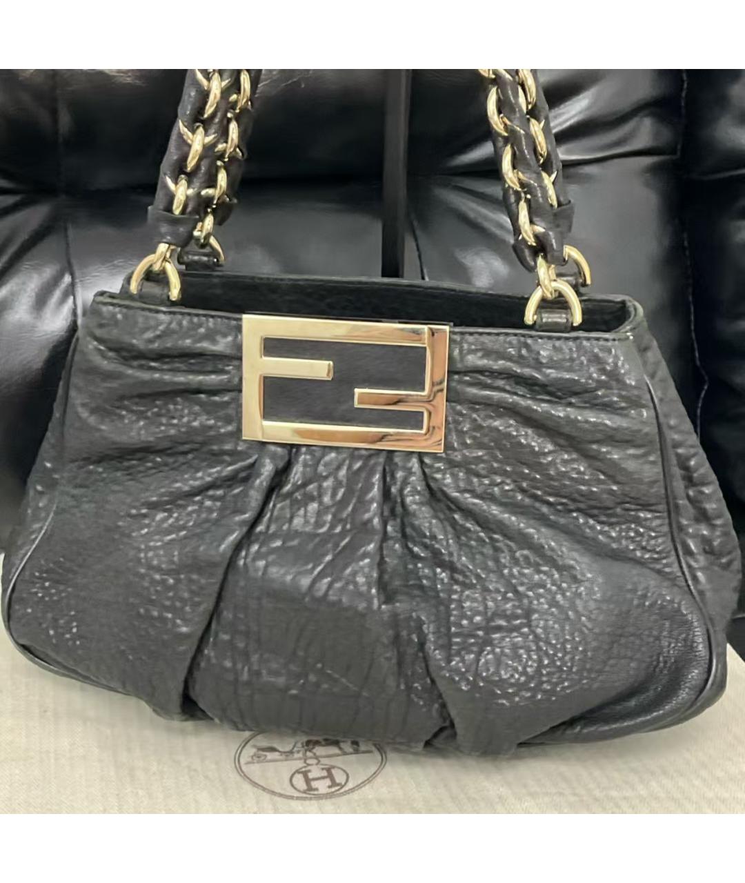 FENDI Черная кожаная сумка через плечо, фото 4