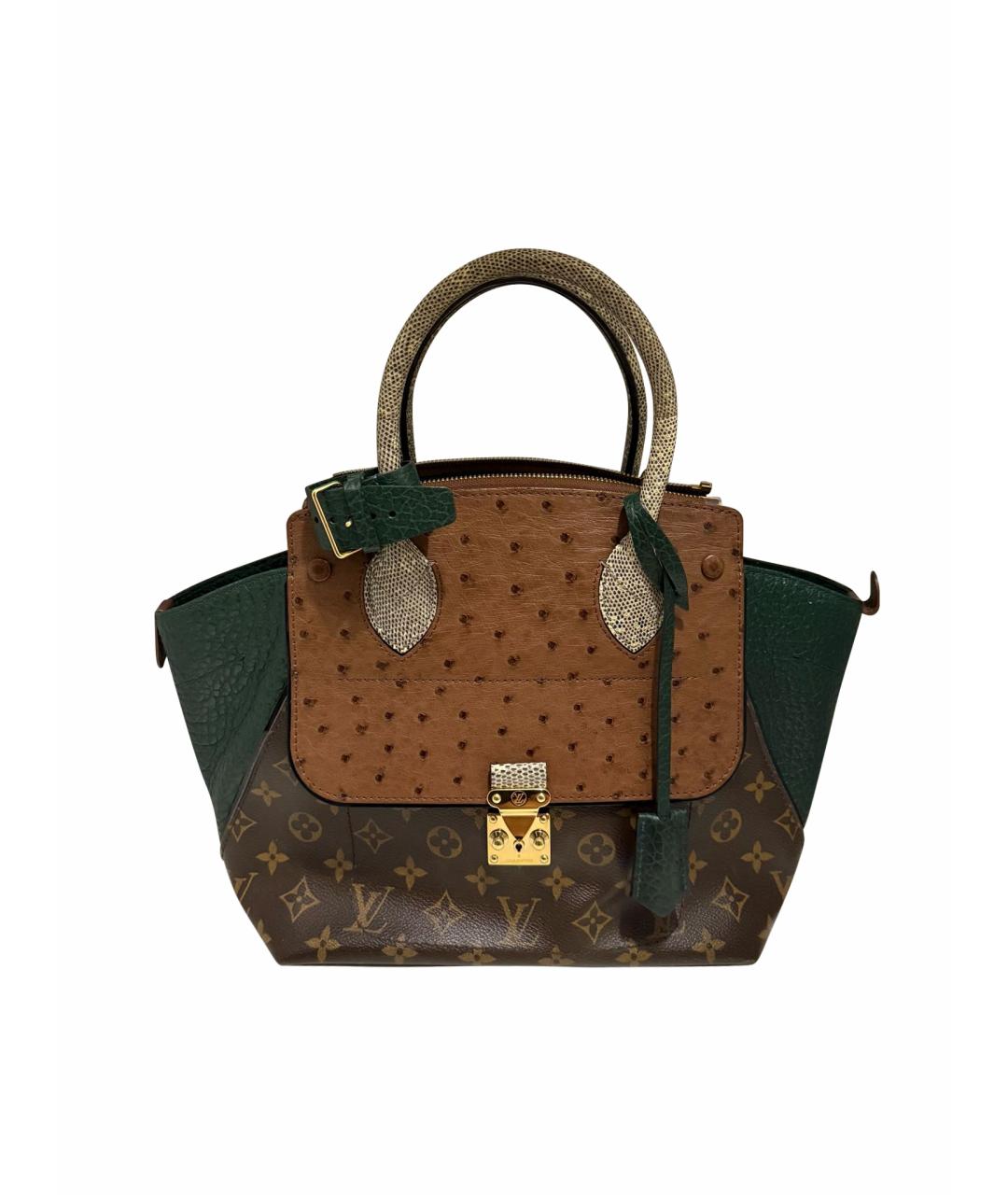LOUIS VUITTON Зеленая сумка с короткими ручками из кожи страуса, фото 1