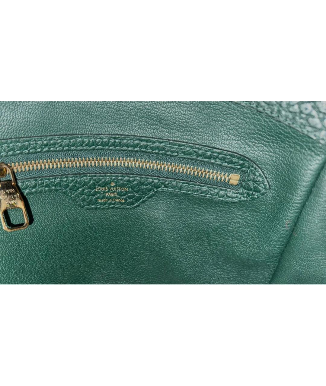 LOUIS VUITTON Зеленая сумка с короткими ручками из кожи страуса, фото 6