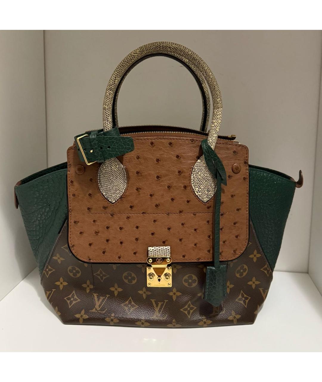 LOUIS VUITTON Зеленая сумка с короткими ручками из кожи страуса, фото 7