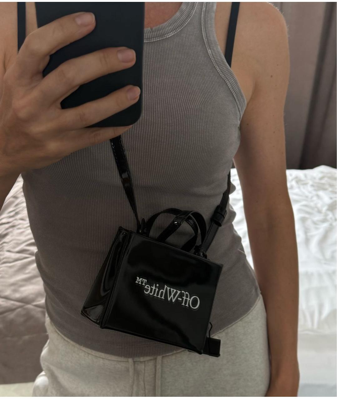 OFF-WHITE Черная сумка через плечо из лакированной кожи, фото 8