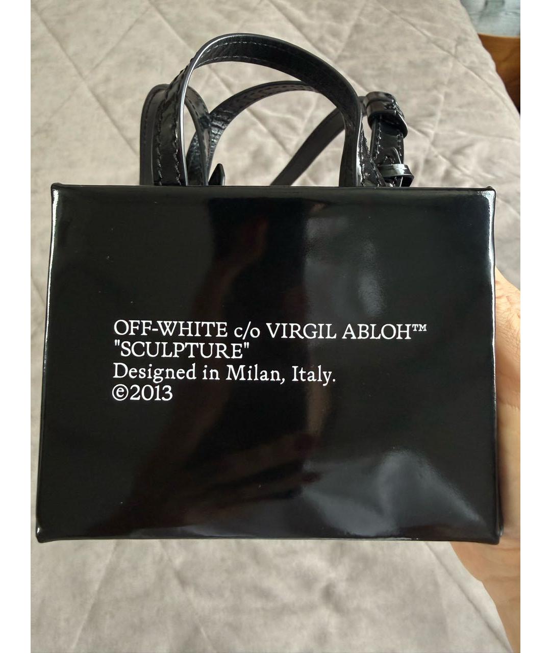 OFF-WHITE Черная сумка через плечо из лакированной кожи, фото 2