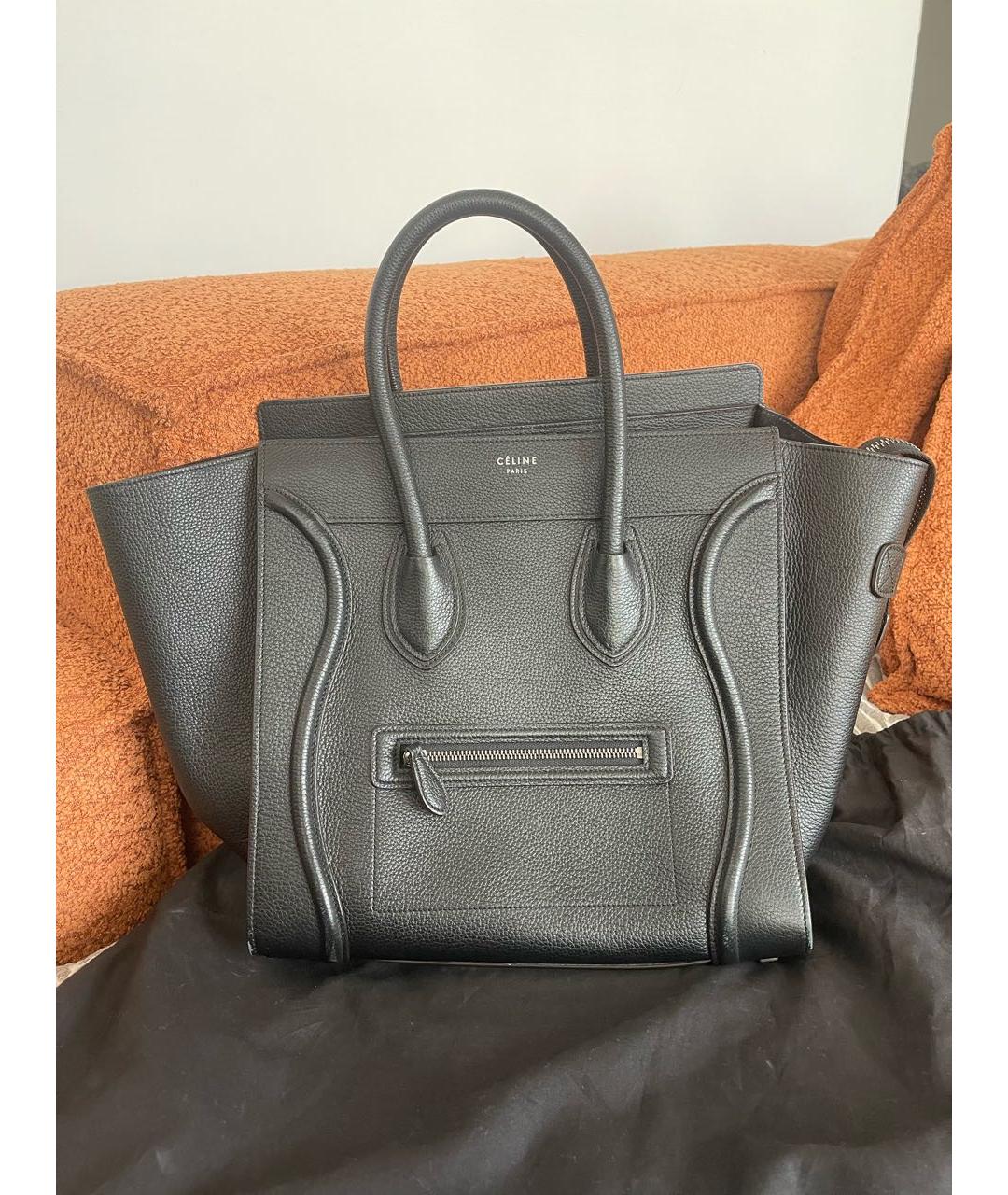 CELINE Черная кожаная сумка с короткими ручками, фото 9