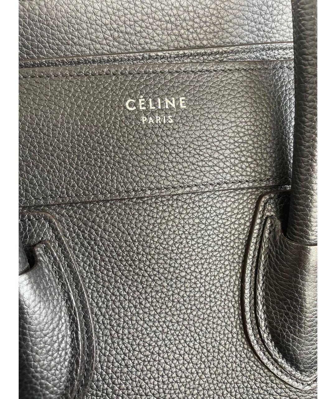CELINE Черная кожаная сумка с короткими ручками, фото 6