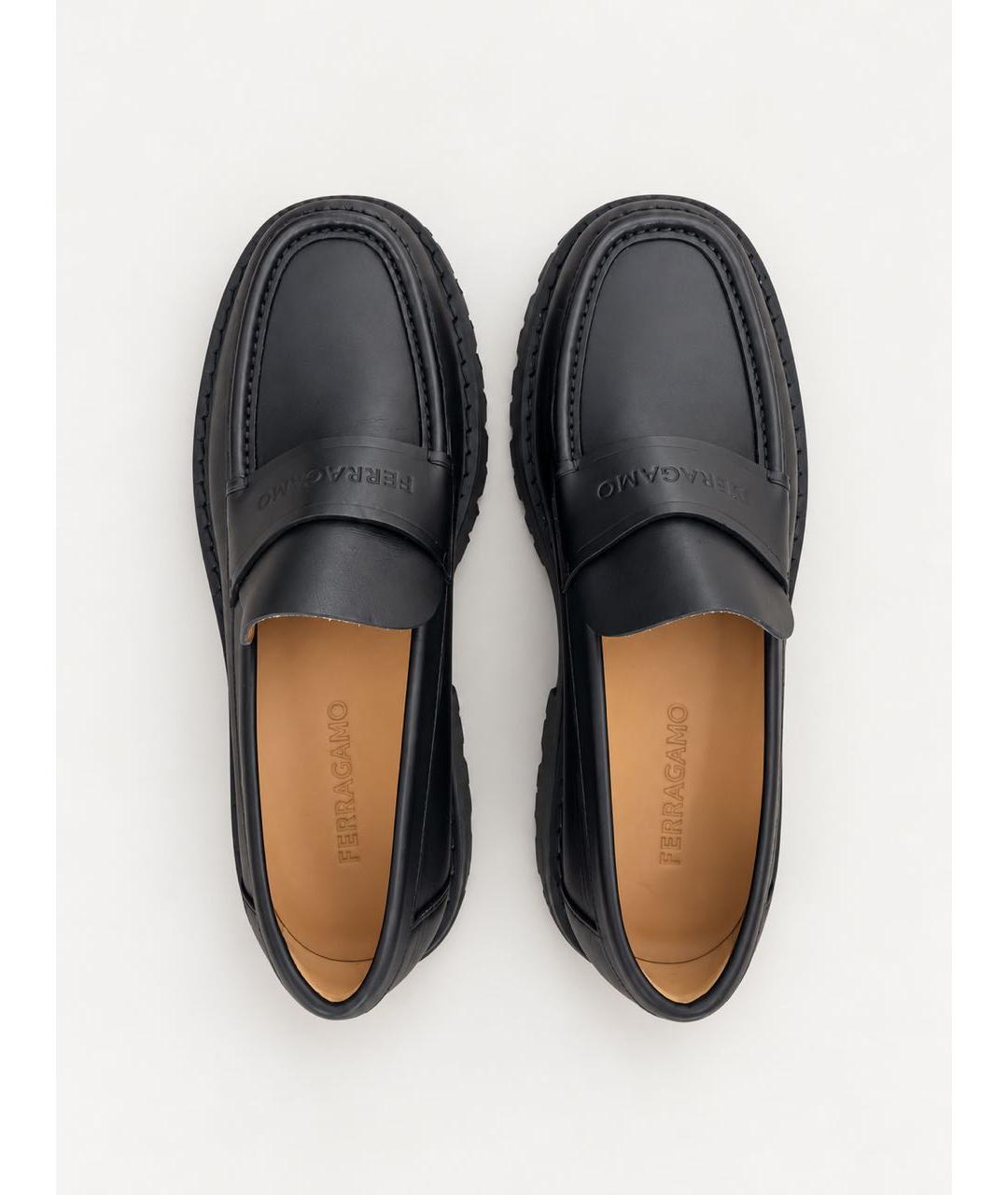 FERRAGAMO Черные кожаные низкие ботинки, фото 3