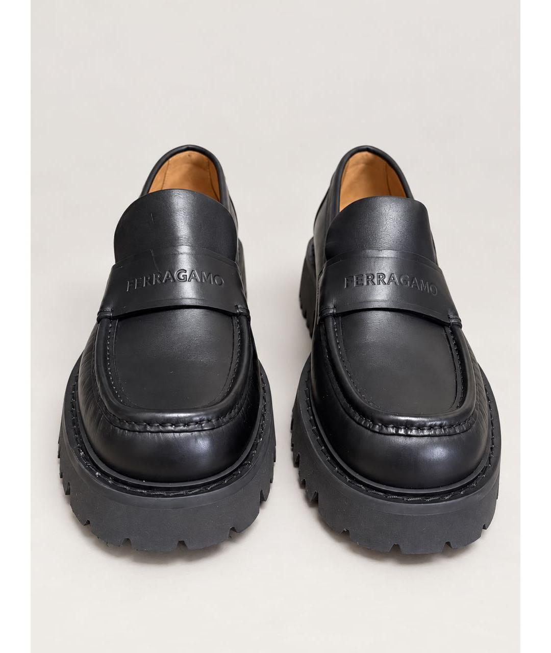 FERRAGAMO Черные кожаные низкие ботинки, фото 2