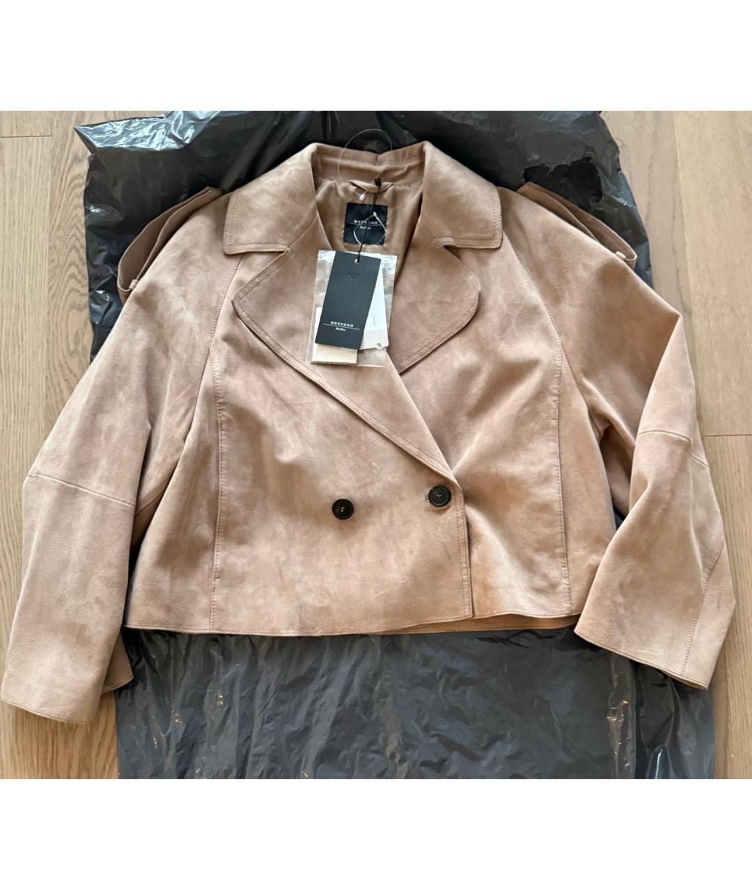 WEEKEND MAX MARA Бежевая замшевая куртка, фото 4