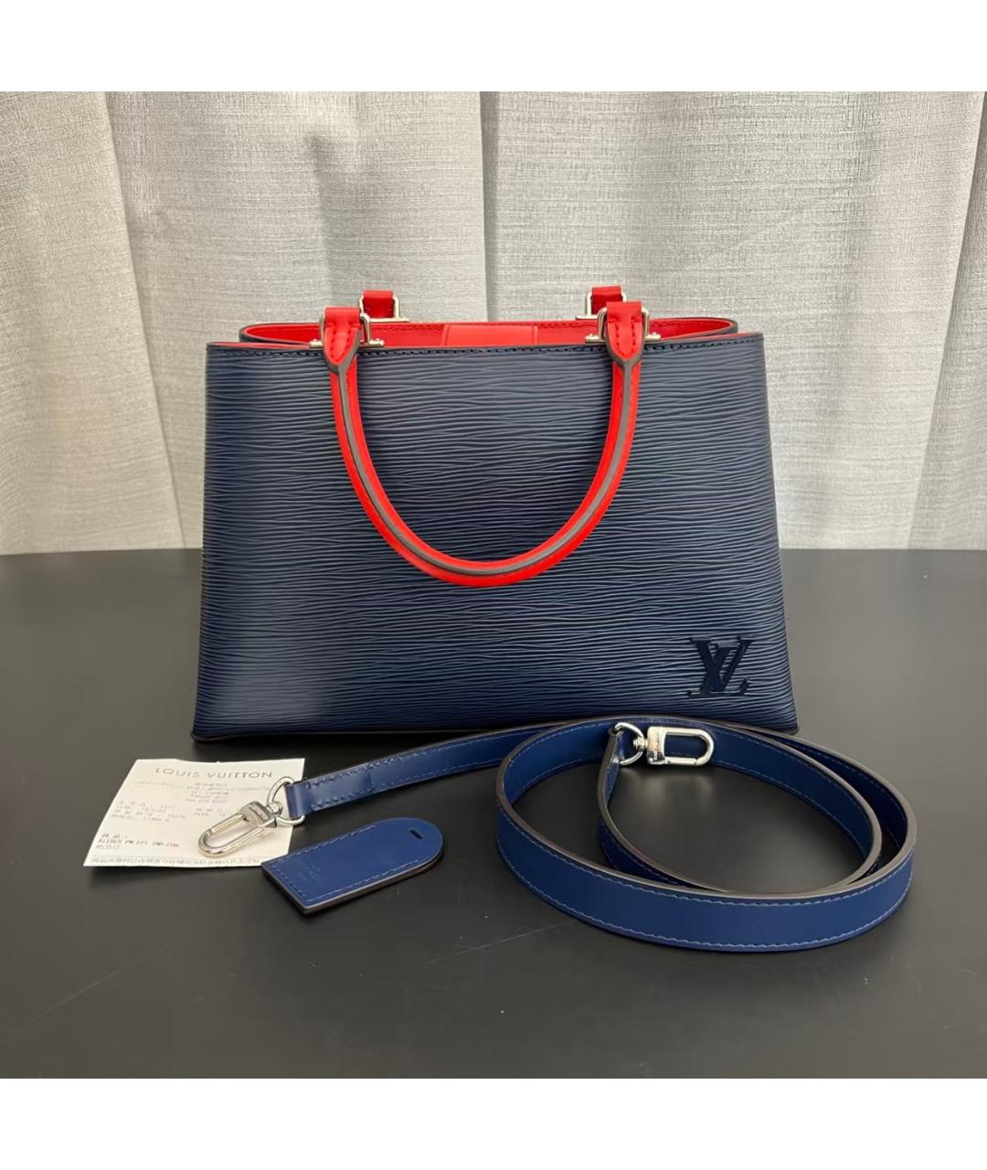 LOUIS VUITTON Темно-синяя кожаная сумка с короткими ручками, фото 2