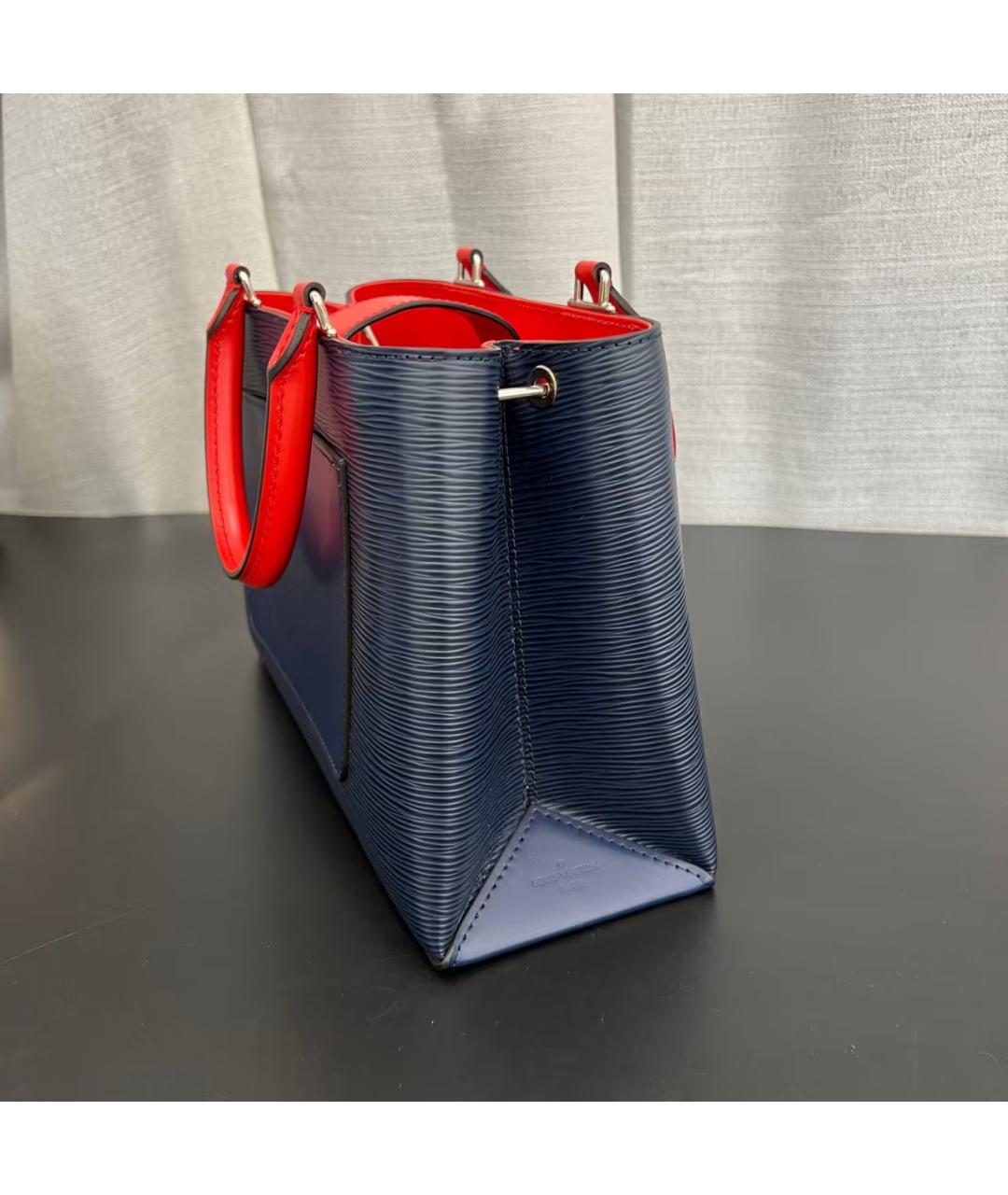 LOUIS VUITTON Темно-синяя кожаная сумка с короткими ручками, фото 5