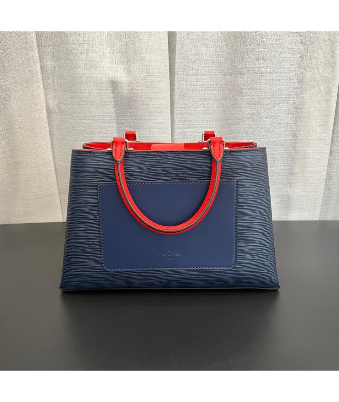 LOUIS VUITTON Темно-синяя кожаная сумка с короткими ручками, фото 4