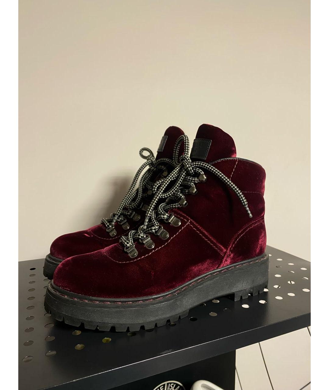 PRADA Бордовые бархатные ботинки, фото 8