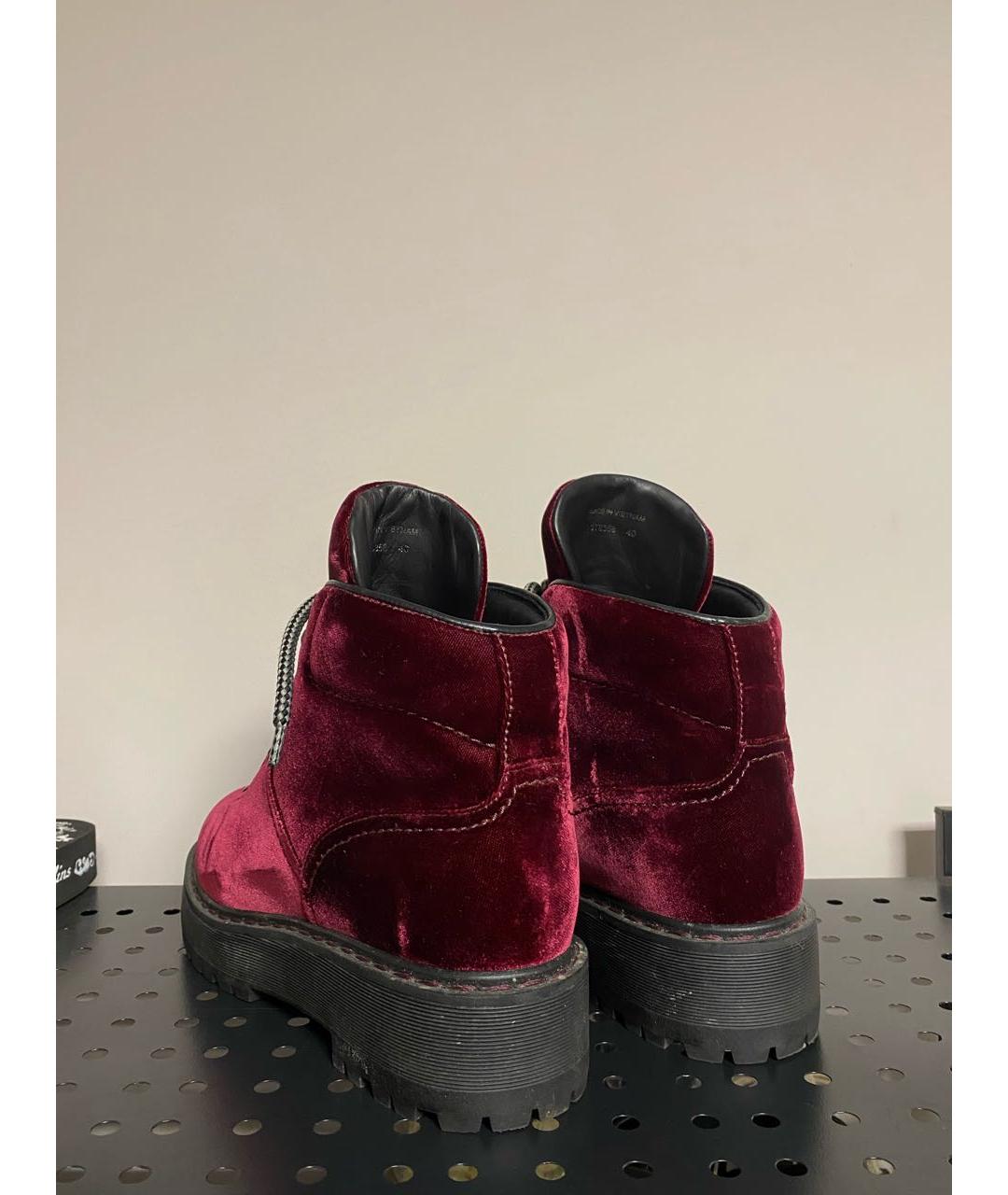 PRADA Бордовые бархатные ботинки, фото 2