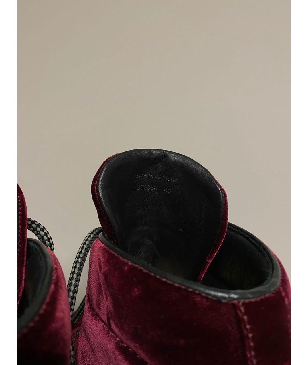 PRADA Бордовые бархатные ботинки, фото 4