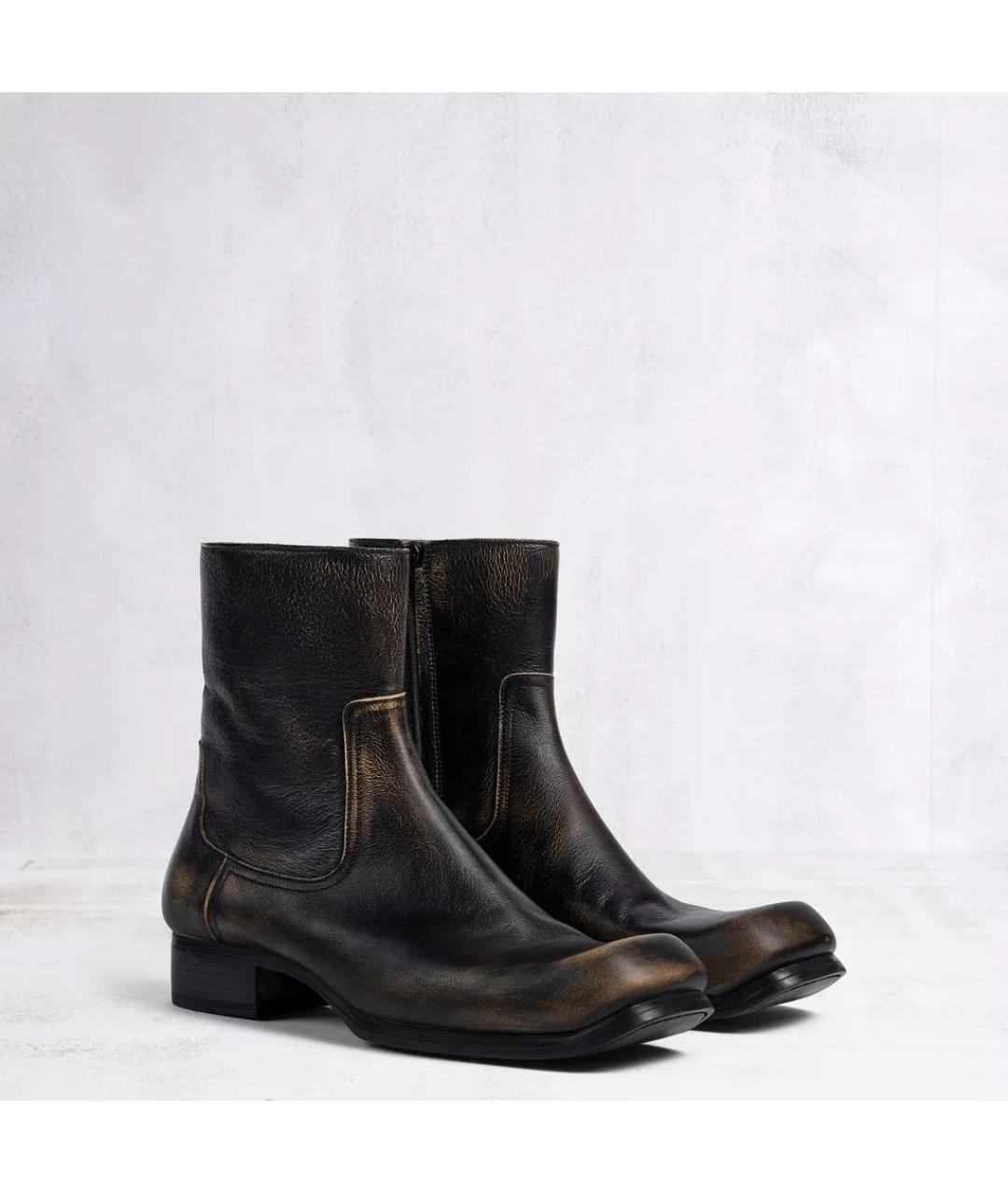 MAISON MARGIELA Серые кожаные высокие ботинки, фото 2