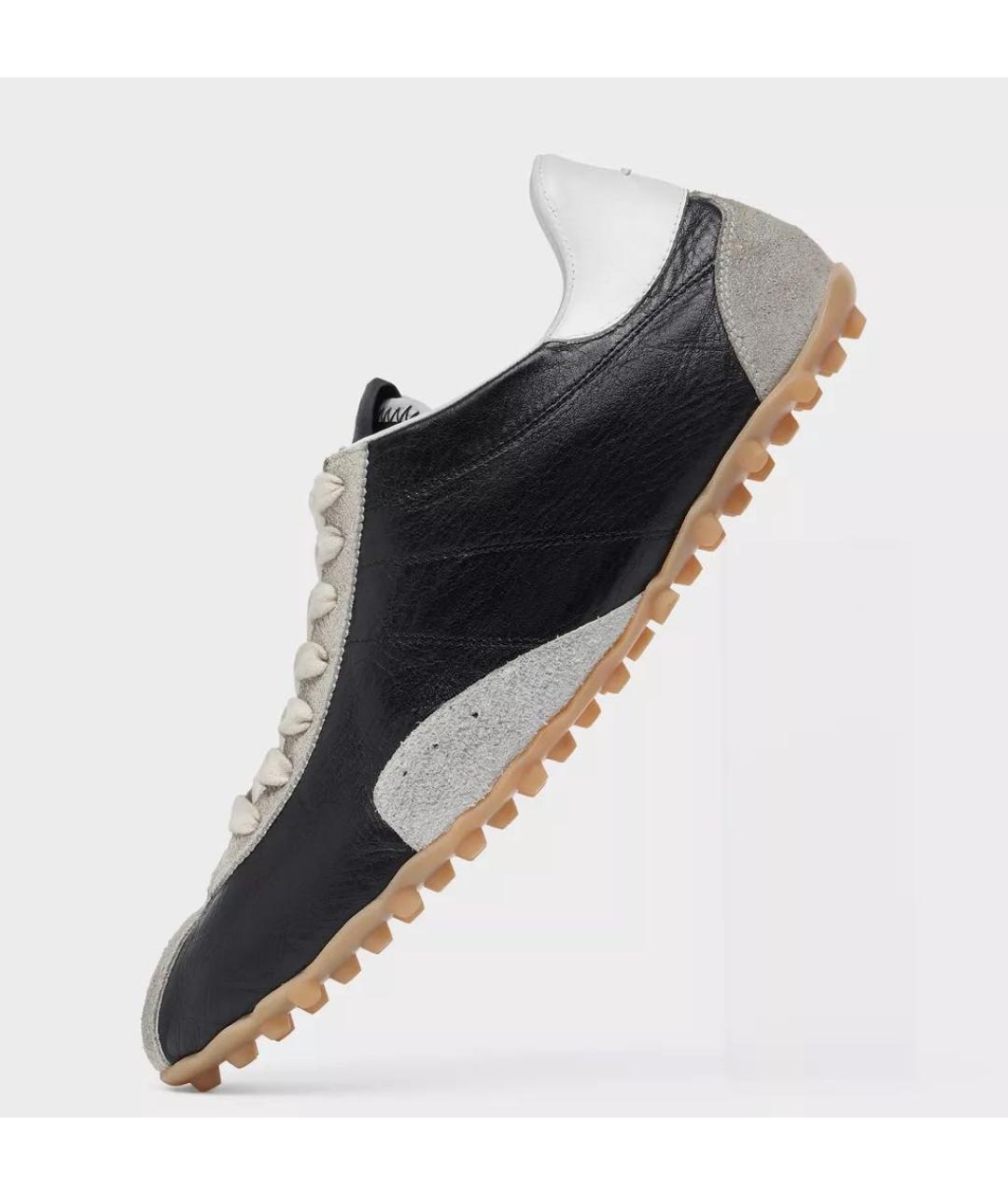 MAISON MARGIELA Черные кожаные низкие кроссовки / кеды, фото 7