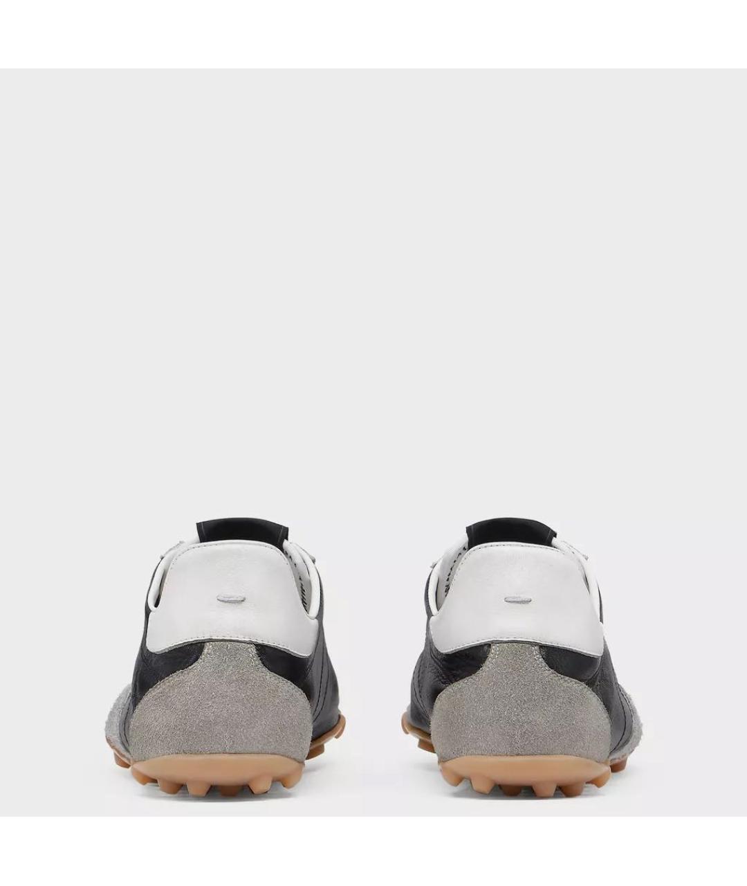 MAISON MARGIELA Черные кожаные низкие кроссовки / кеды, фото 4