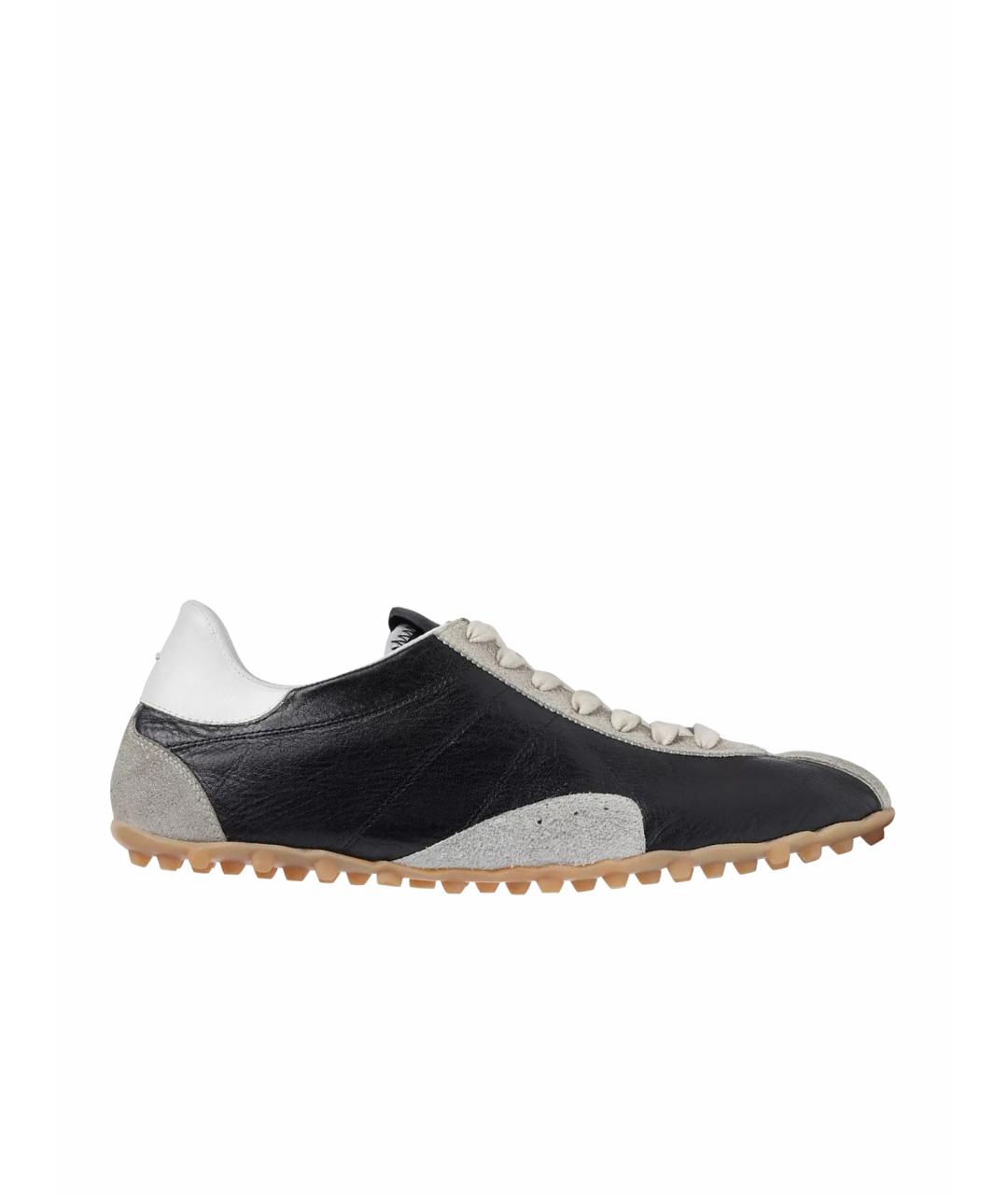 MAISON MARGIELA Черные кожаные низкие кроссовки / кеды, фото 1