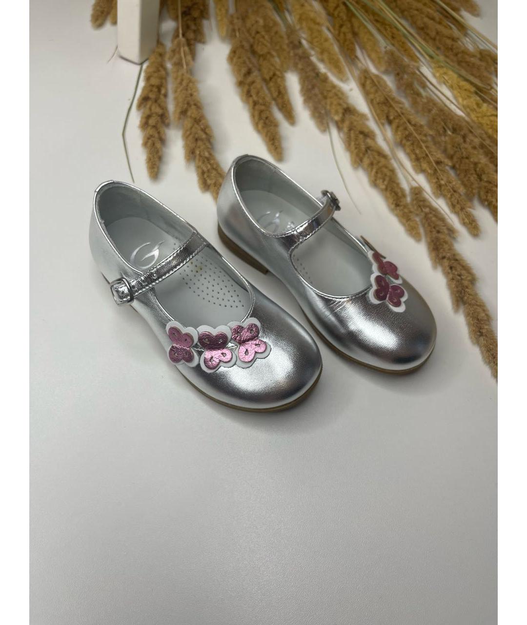 GALLUCCI KIDS Серебряные кожаные туфли, фото 4