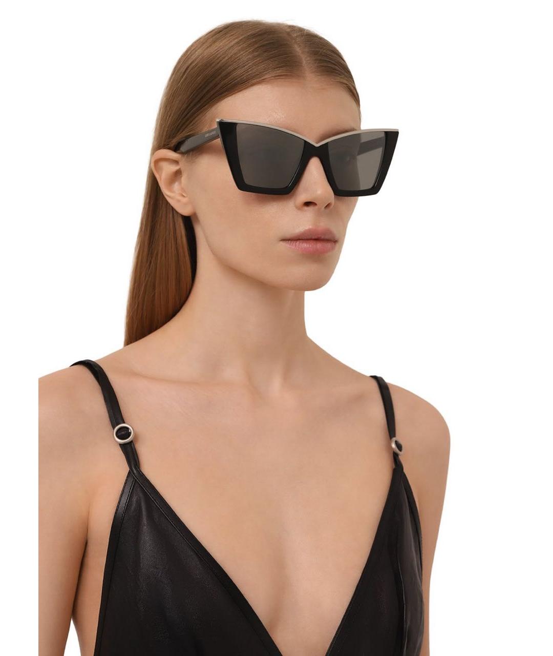 SAINT LAURENT Черные пластиковые солнцезащитные очки, фото 2