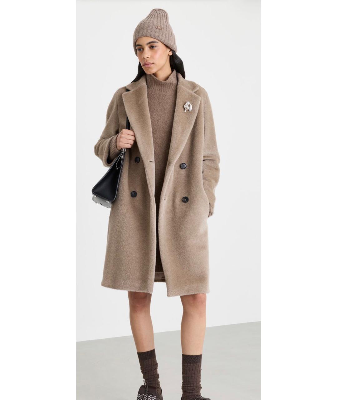 'S MAX MARA Бежевое шерстяное пальто, фото 4