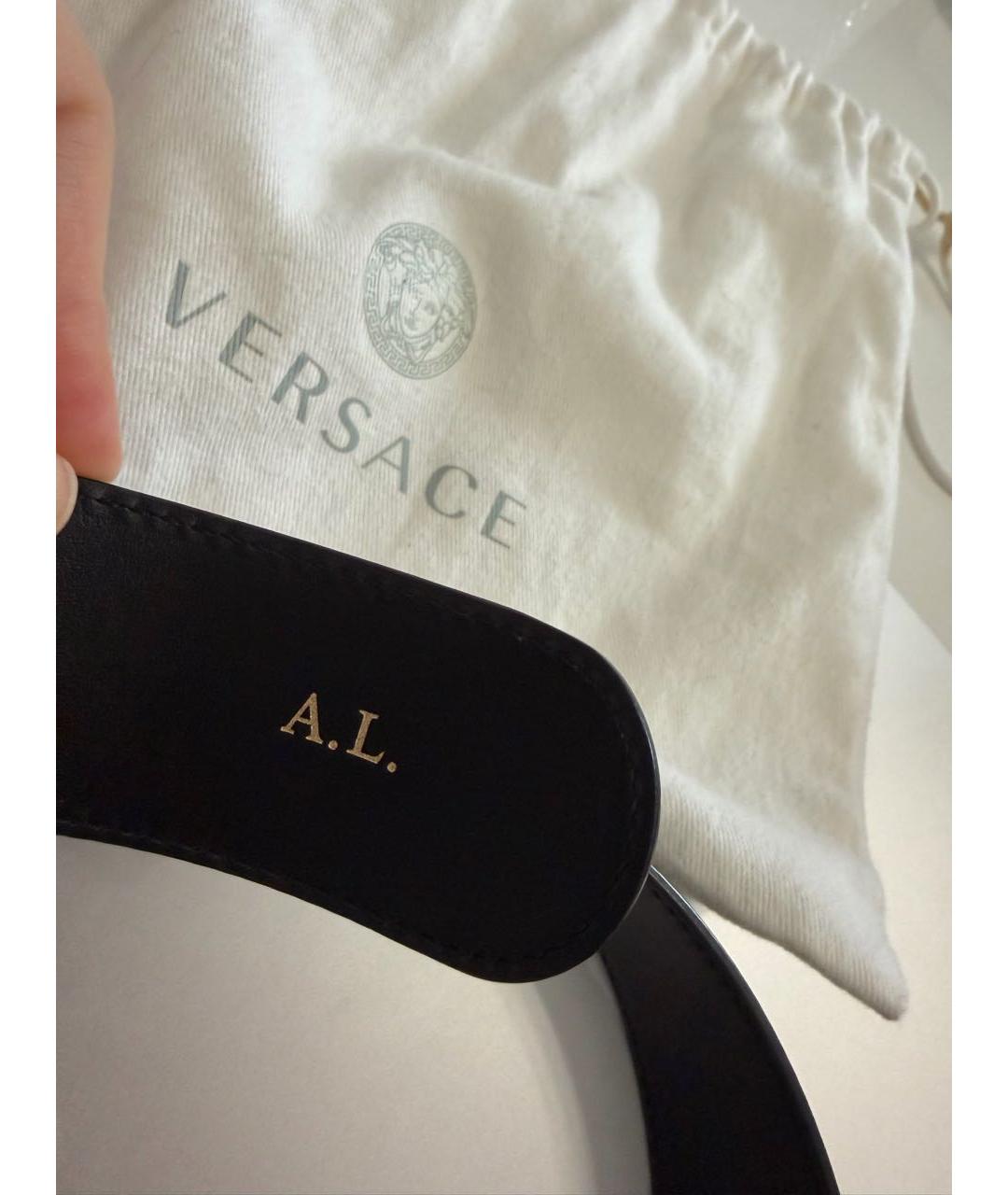 VERSACE Черный кожаный ремень, фото 4