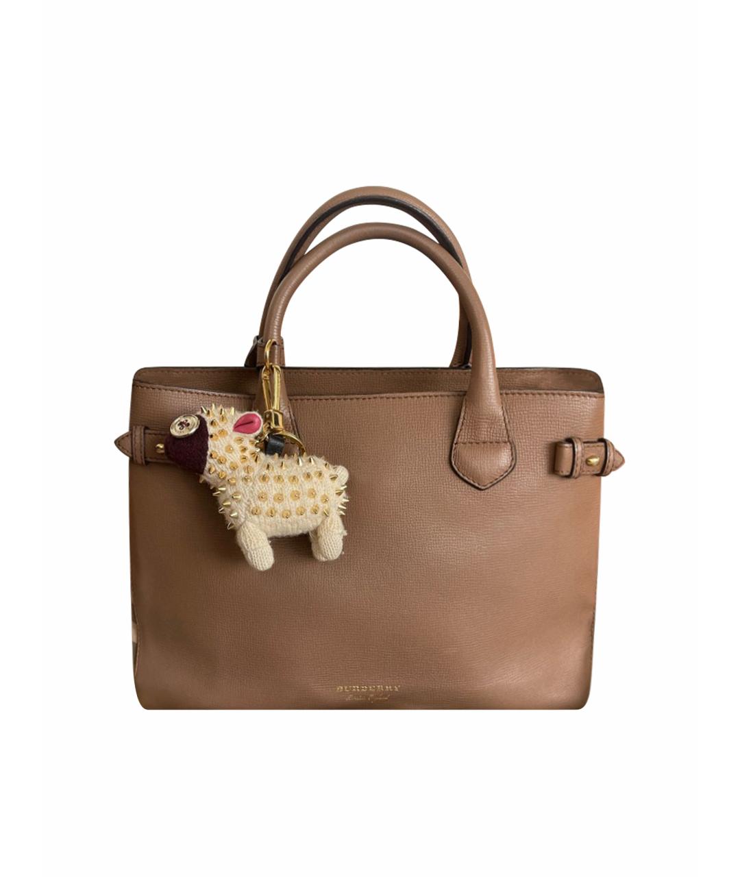 BURBERRY Бежевая кожаная сумка с короткими ручками, фото 1