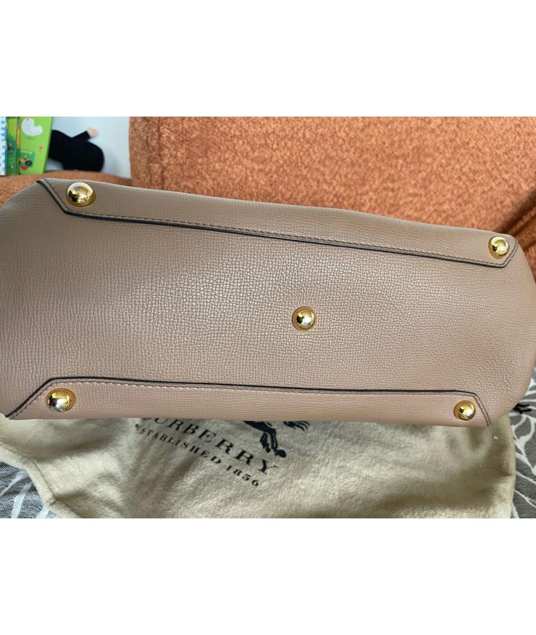BURBERRY Бежевая кожаная сумка с короткими ручками, фото 7