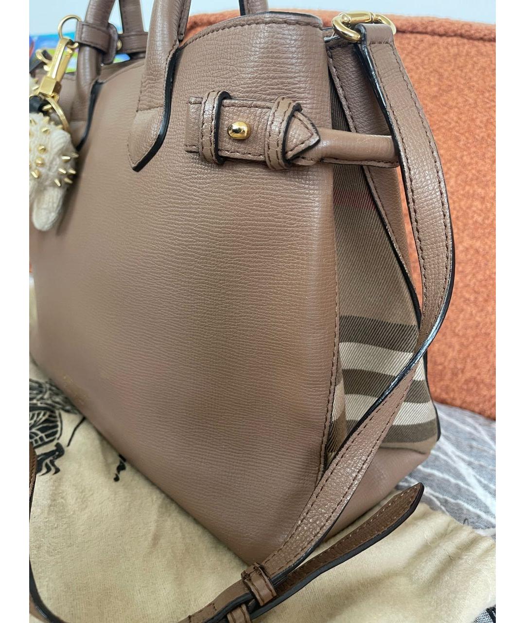 BURBERRY Бежевая кожаная сумка с короткими ручками, фото 8