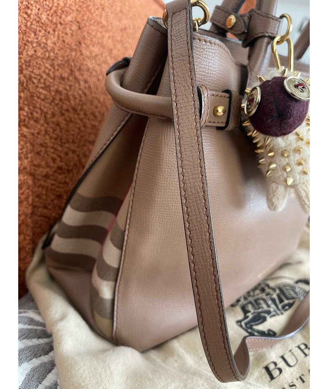 BURBERRY Бежевая кожаная сумка с короткими ручками, фото 2