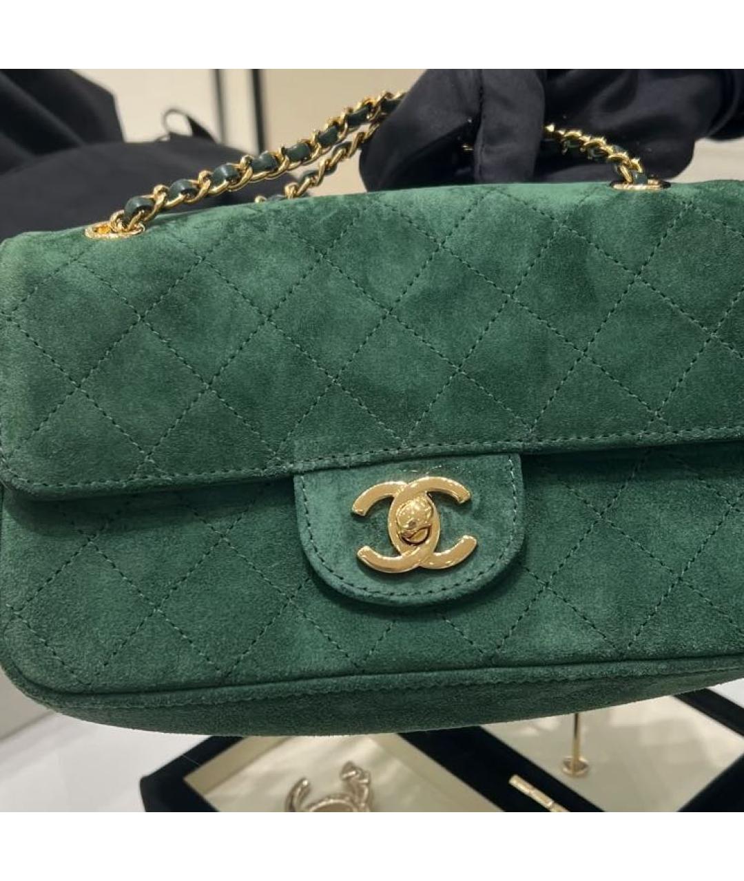 CHANEL Зеленая замшевая сумка через плечо, фото 5