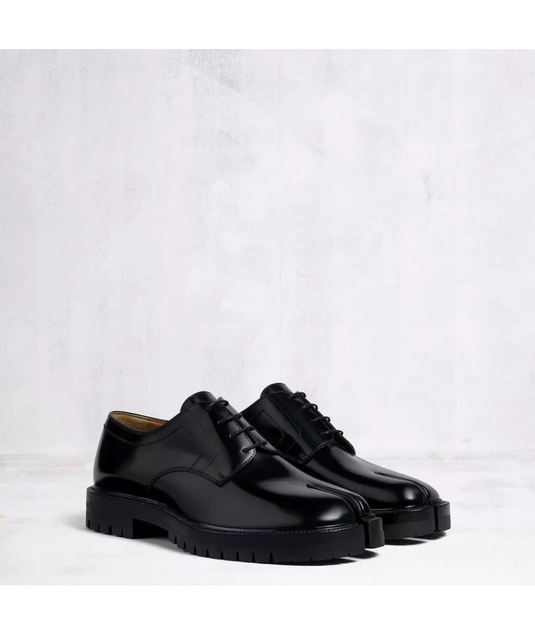 MAISON MARGIELA Черные кожаные низкие ботинки, фото 2
