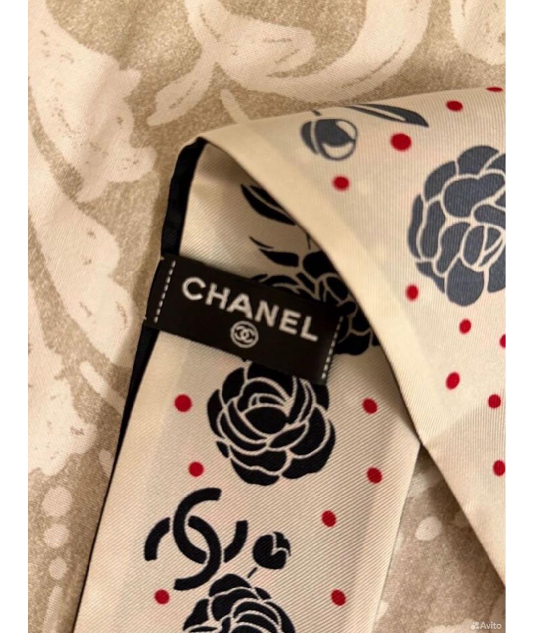 CHANEL Черный шелковый платок, фото 5
