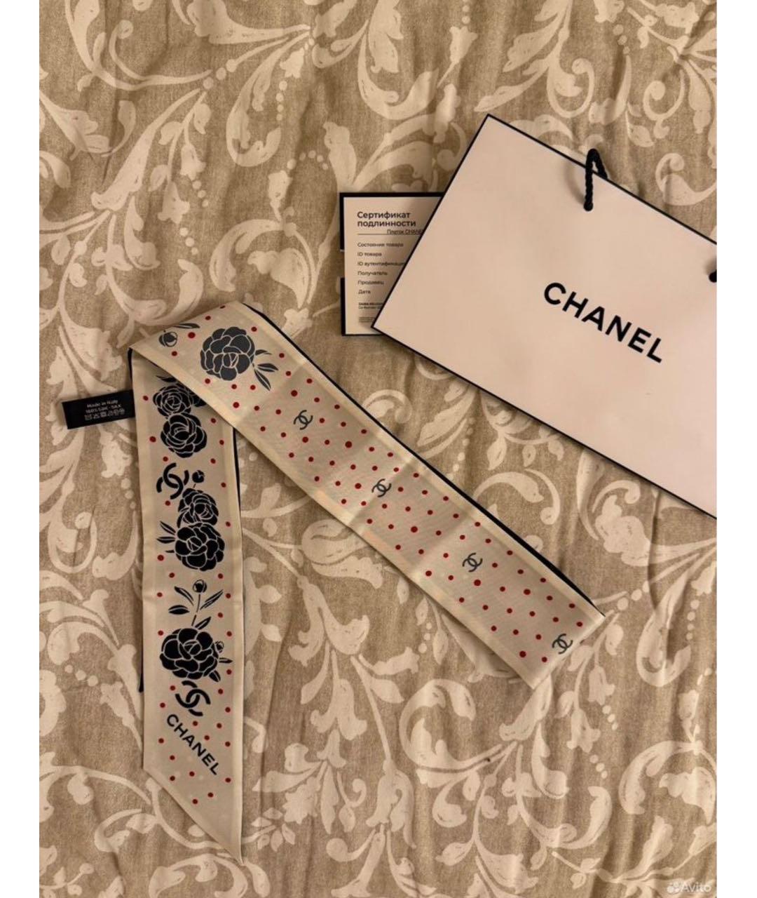 CHANEL Черный шелковый платок, фото 3