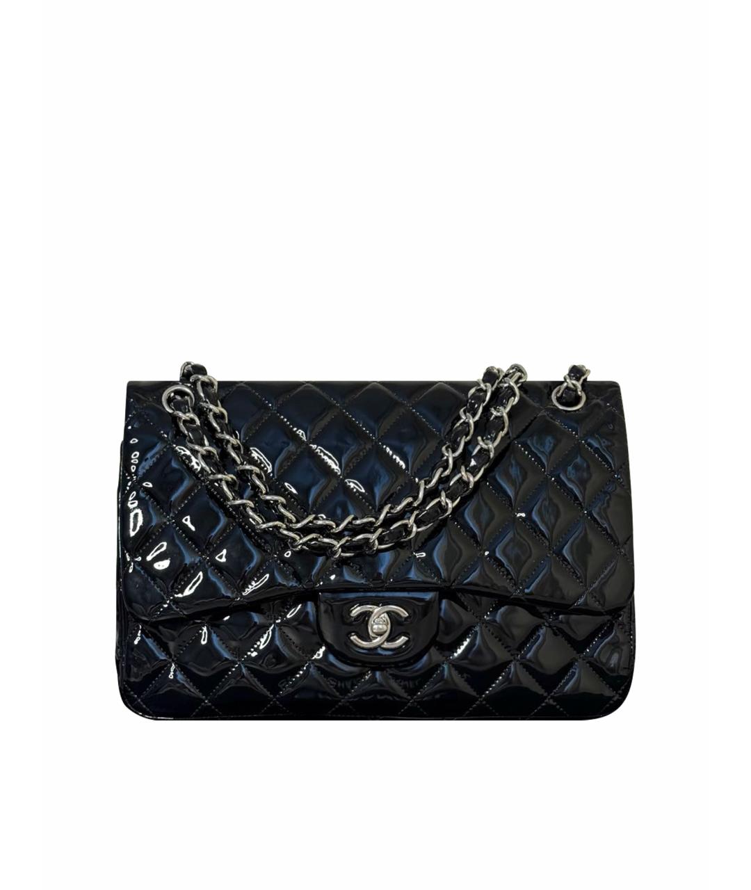 CHANEL Черная сумка через плечо из лакированной кожи, фото 1